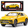 Joy Junction Lamborghini Bison URUS Smoke 1:24 Scale Die-Cast SUV Model with Sound & Light – Pull Back Metal Sports SUV Toy (Yellow)