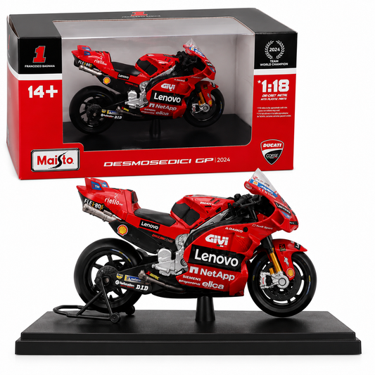 Maisto 1:18 Ducati Desmosedici GP 2024 No. 1 Francesco Bagnaia Die-Cast Motorcycle Model with Display Stand