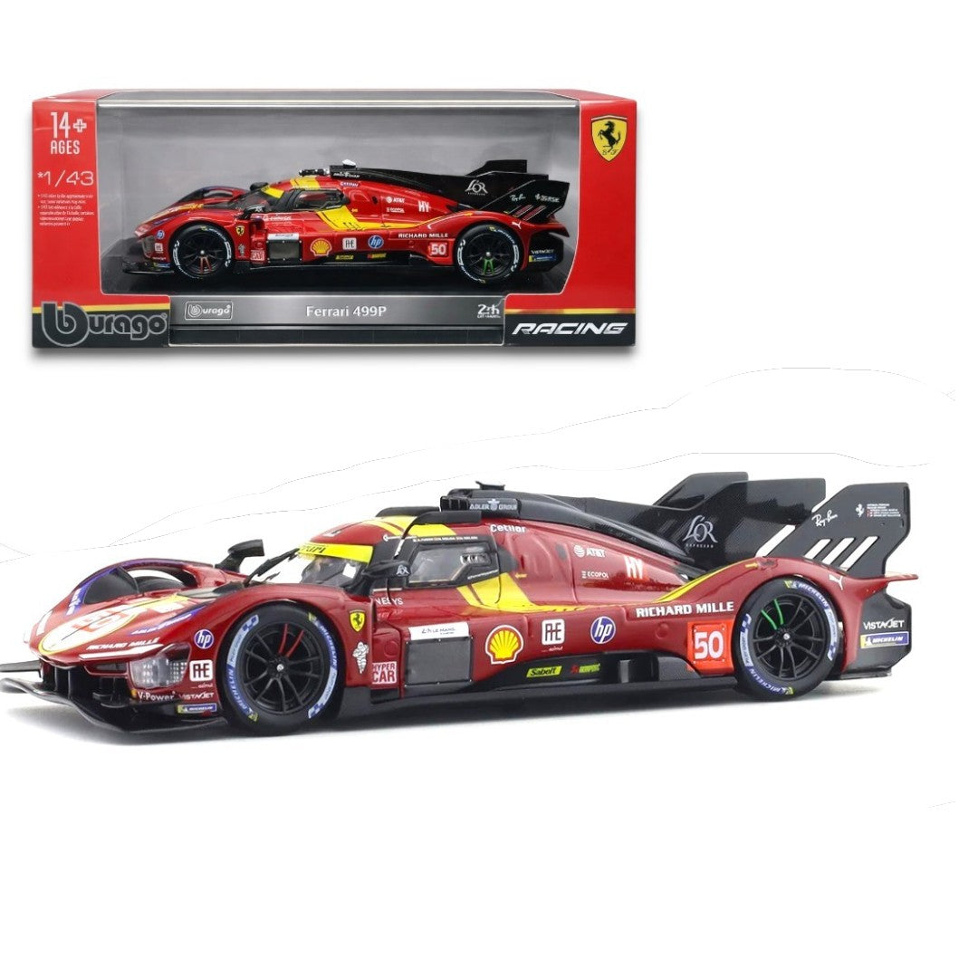 Bburago 1:43 Ferrari 499P Hypercar Racing Die-Cast Model | Le Mans Racing Collectible