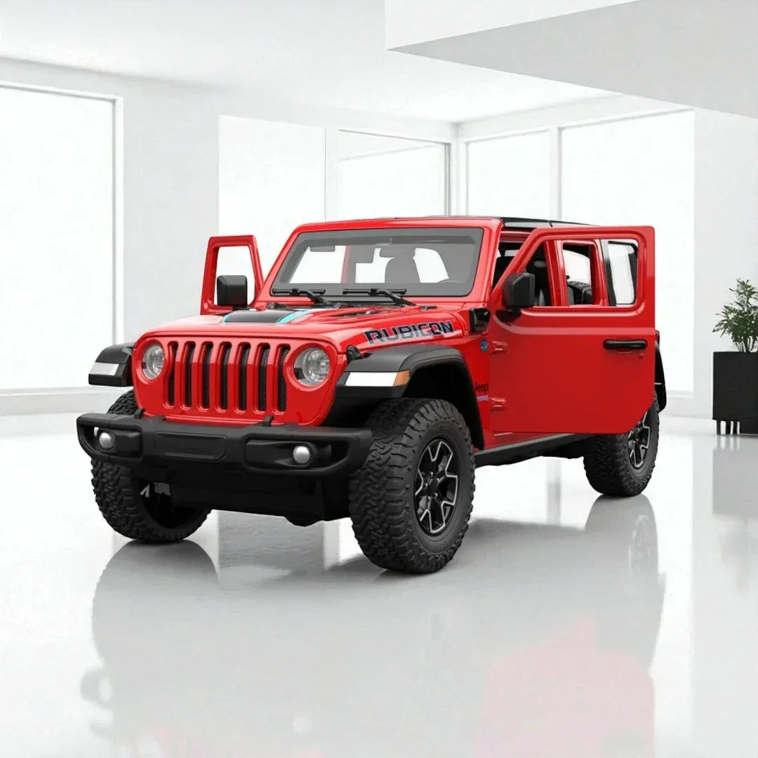 Rastar 1:24 Jeep Wrangler Rubicon 4xe Die-Cast Model – Red | Openable Doors (64610)