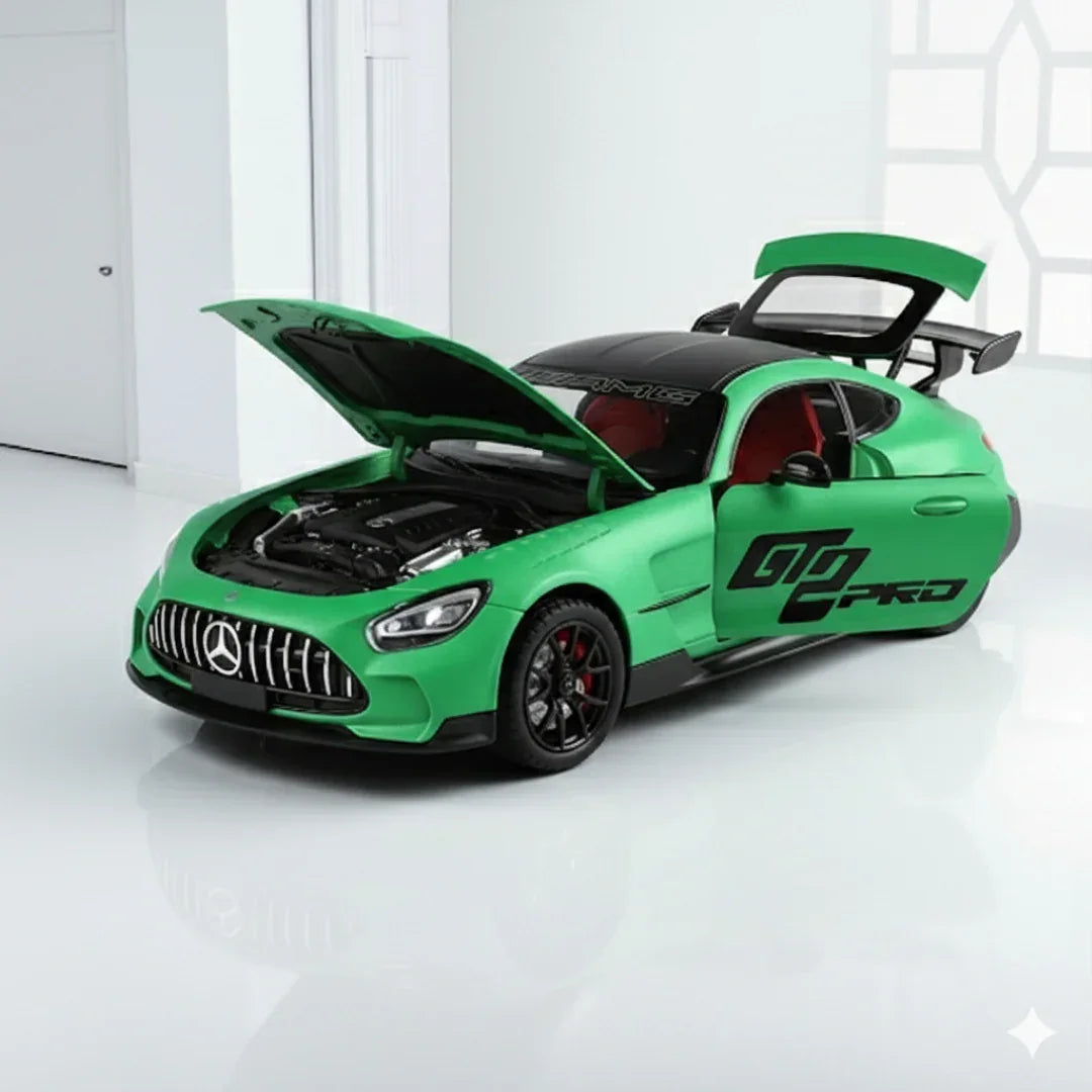 Joy Junction 1:24 Mercedes AMG GT2 PRO Die-Cast Car Model – Green Finish | Openable Doors, Pull-Back Action, Lights & Sound (JJ271)