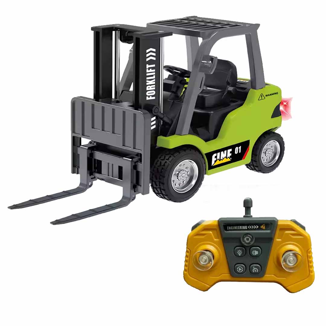 TRASPED 1:64 Scale RC Forklift Toy | 2.4GHz App & Remote Control Forklift with Lights & Sound | Alloy Construction Vehicle