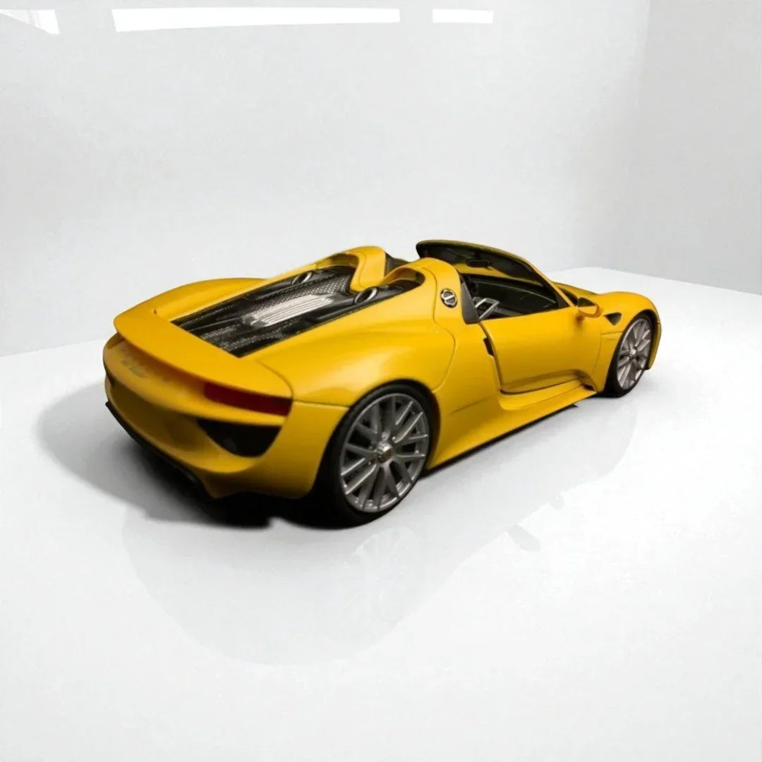 Welly 1:24 Porsche 918 Spyder Die-Cast Model – Yellow | Openable Doors (24055)