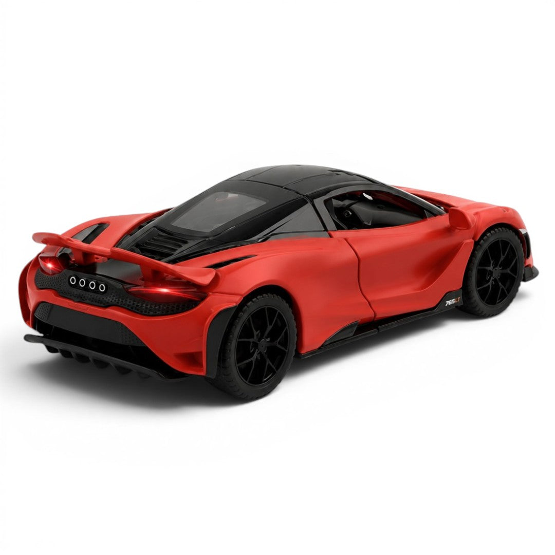 MSZ 1:24 McLaren 765LT Red Die-Cast Model Car with Lights & Openable Parts