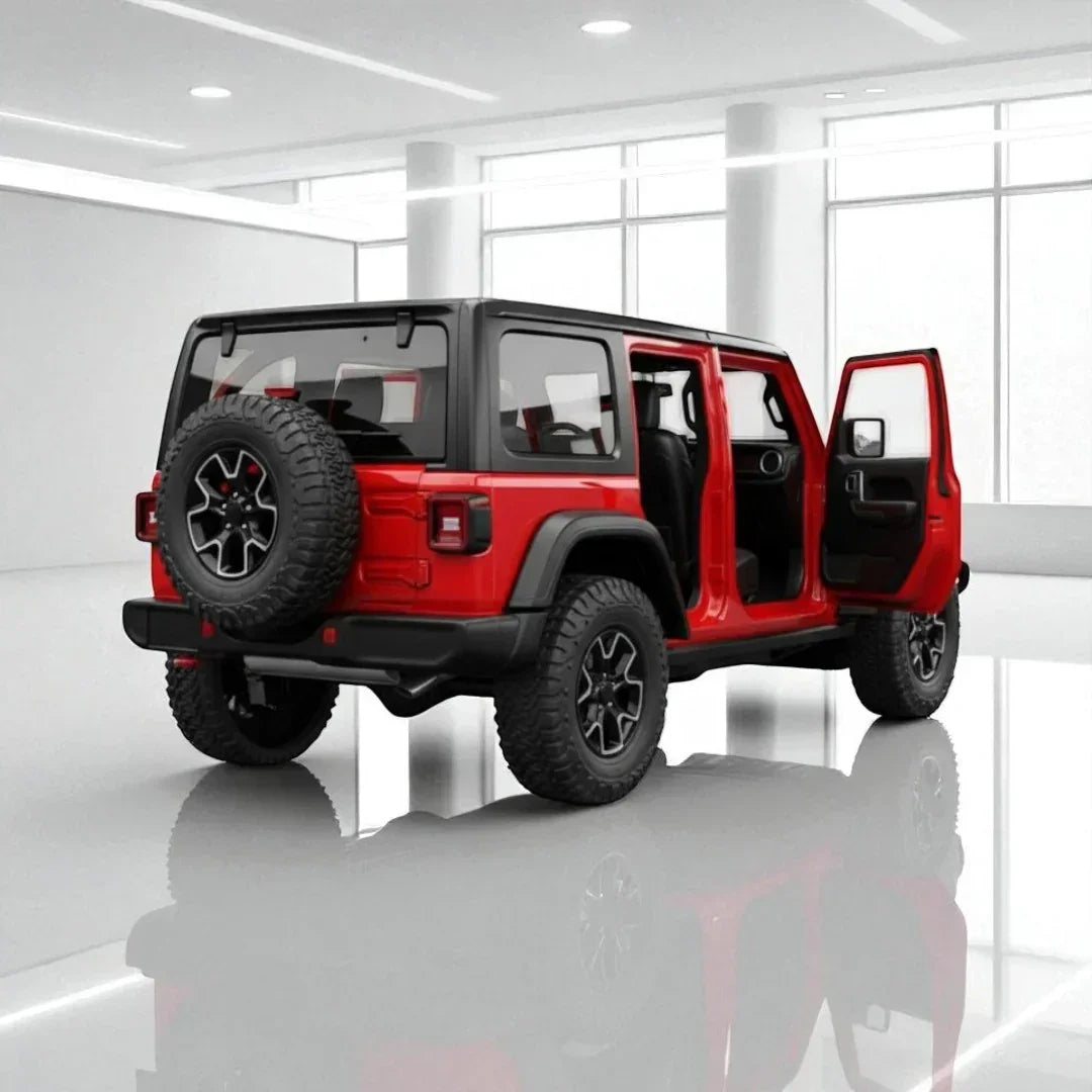 Rastar 1:24 Jeep Wrangler Rubicon 4xe Die-Cast Model – Red | Openable Doors (64610)