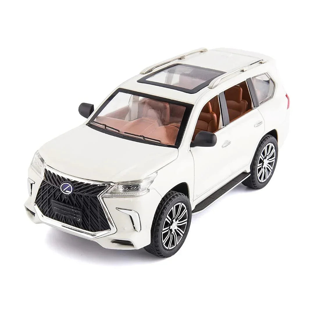 1:24 Lexus LX 570 Luxury SUV Die-Cast Model Car – Zinc Alloy Pull Back Toy Car with Openable Doors, Sound & Light (White)