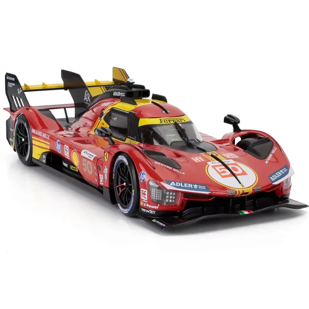 Bburago Ferrari 499P Le Mans 2024 Winner No.50 AF Corse 1:18 Diecast Model Car – 3.0L Turbo V6 with Showcase