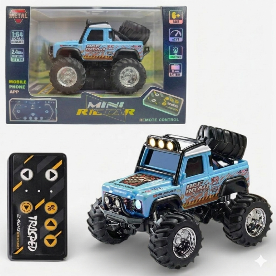 Trasped HG4-477 1:64 Mini RC Off-Road Climbing Truck – 2.4GHz Remote & App Control, LED Lights, Alloy Style Rock Crawler for Kids & Collectors