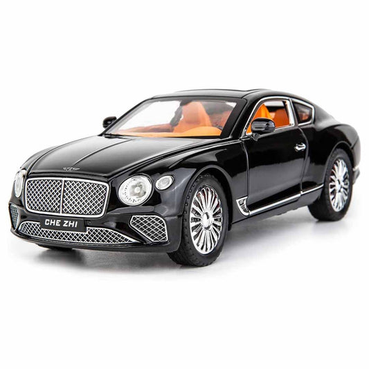 Joy Junction Bentley Cont Smoke 1:24 Scale Die-Cast Luxury Coupe Model with Sound & Light – Pull Back Metal Car Toy (Black)