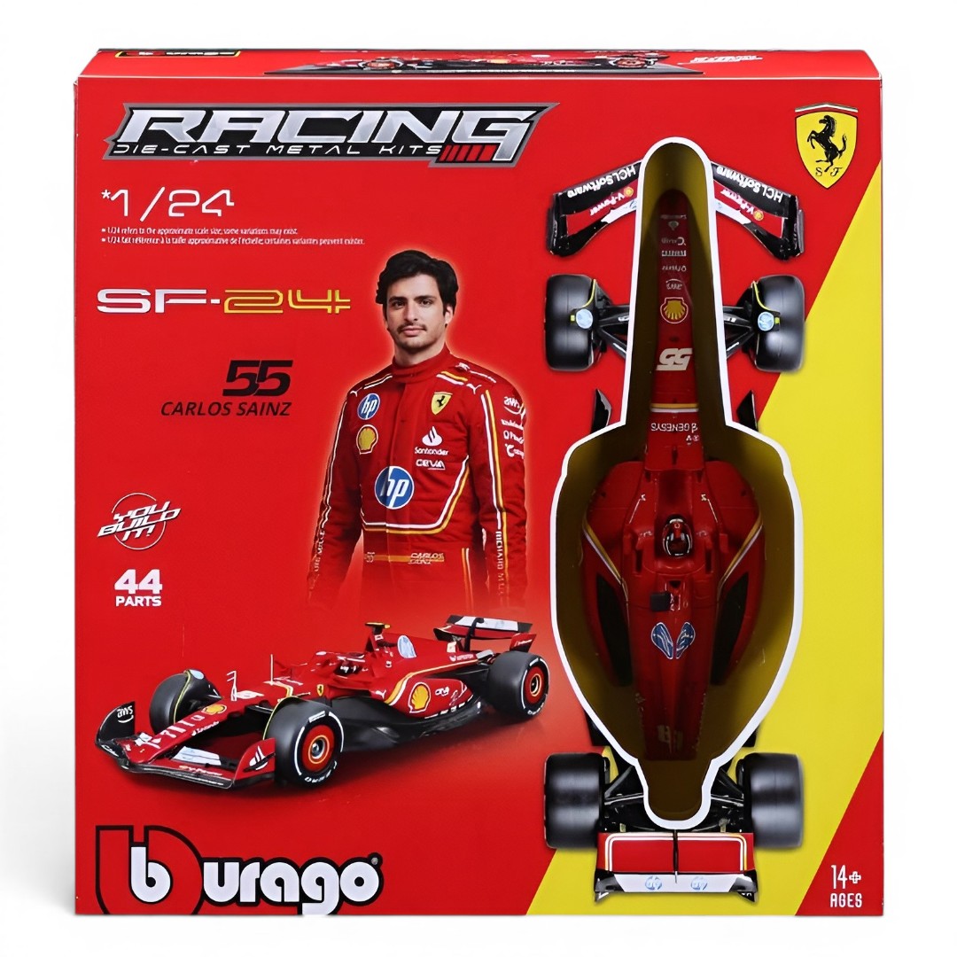 Bburago 1:24 Ferrari SF-24 #55 Carlos Sainz F1 Model Kit (2024) | Formula 1 Collectible Model