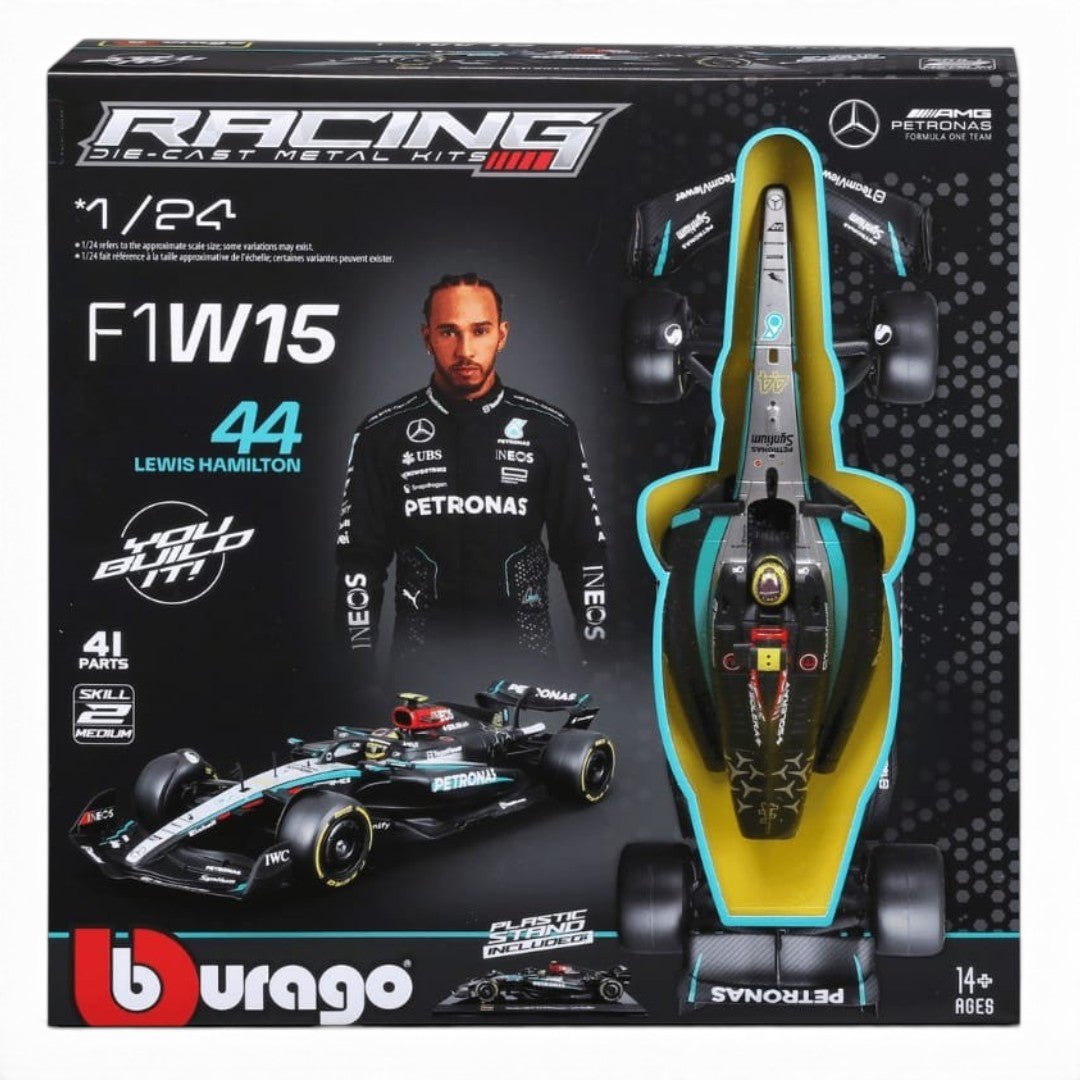 Bburago 1:24 Mercedes-AMG F1 W15 E Performance #44 Lewis Hamilton Model Kit (2024) | Licensed Formula 1 Diecast Scale Model