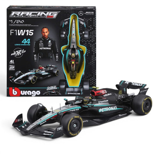 Bburago 1:24 Mercedes-AMG F1 W15 E Performance #44 Lewis Hamilton Model Kit (2024) | Licensed Formula 1 Diecast Scale Model