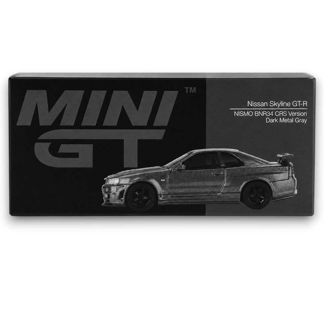 MINI GT 1:64 Nissan Skyline GT-R NISMO BNR34 CRS Version Dark Metal Gray Die-Cast Model Car