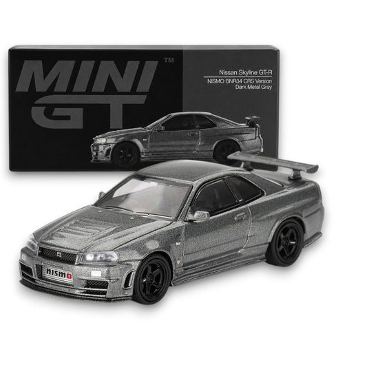 MINI GT 1:64 Nissan Skyline GT-R NISMO BNR34 CRS Version Dark Metal Gray Die-Cast Model Car