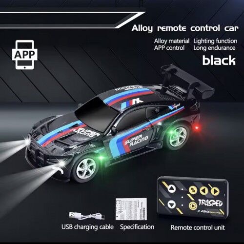 Trasped HG4-218 1:64 Mini RC Drift Racing Car – Dual Mode 2.4GHz Alloy Remote Control Car with LED Lights (2 Colors)
