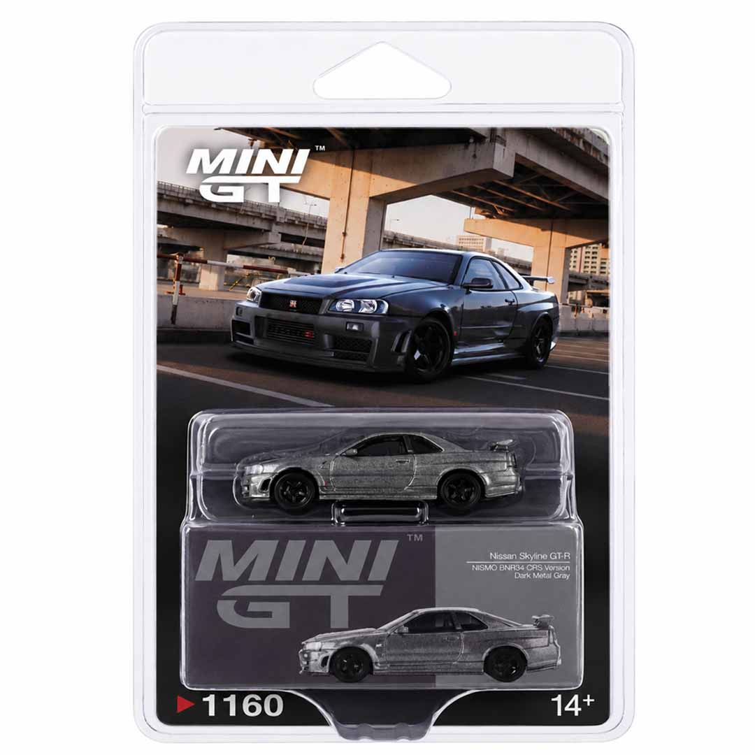 MINI GT 1:64 (Blister Pack) Nissan Skyline GT-R NISMO BNR34 CRS Version Dark Metal Gray Die-Cast Model Car