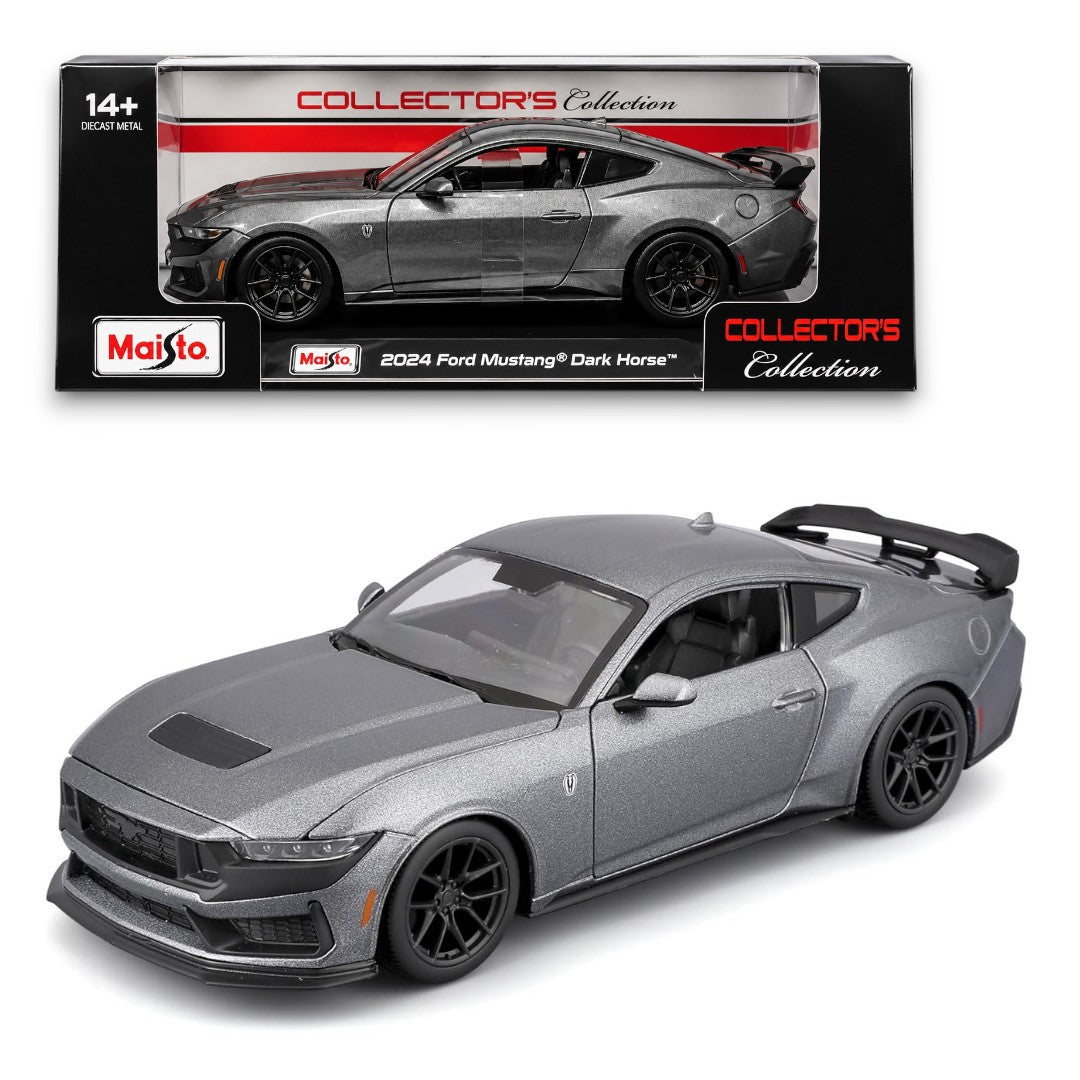 Maisto 2024 Ford Mustang Dark Horse 1:24 Die-Cast Model Car | Collector's Collection | Metallic Grey
