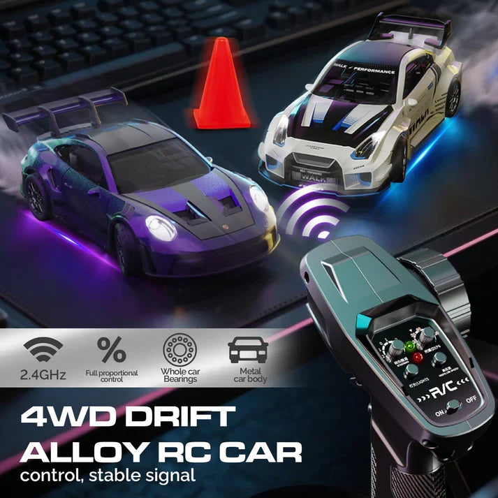 HStar Rexy Porsche 911 GT3 R 1:43 Scale 4WD RC Drift Car with Gyro Stabilization, LED Lights & 2.4GHz Remote Control
