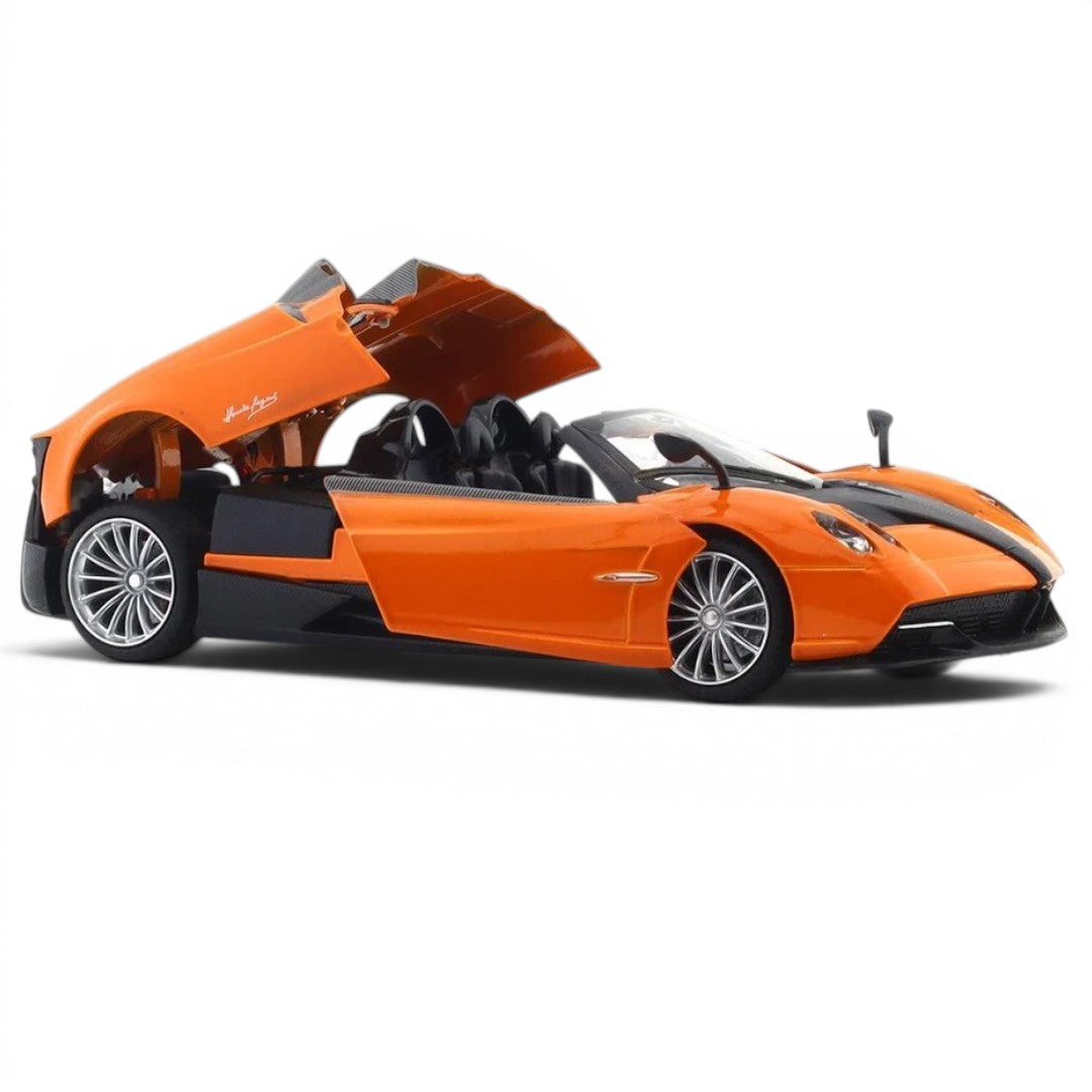 MSZ 1:24 Pagani Huayra Roadster Orange Die-Cast Model Car with Openable Doors & Pull-Back Action