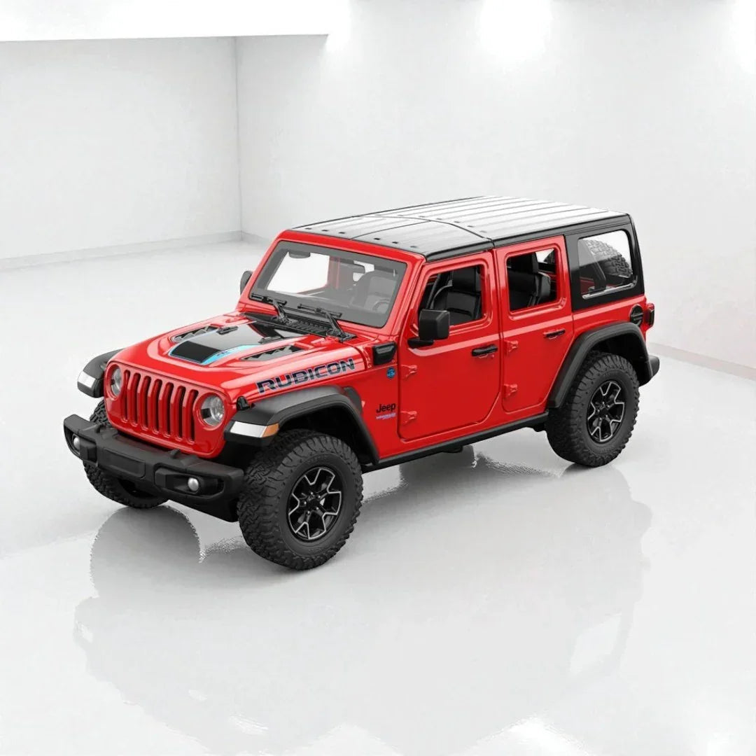 Rastar 1:24 Jeep Wrangler Rubicon 4xe Die-Cast Model – Red | Openable Doors (64610)