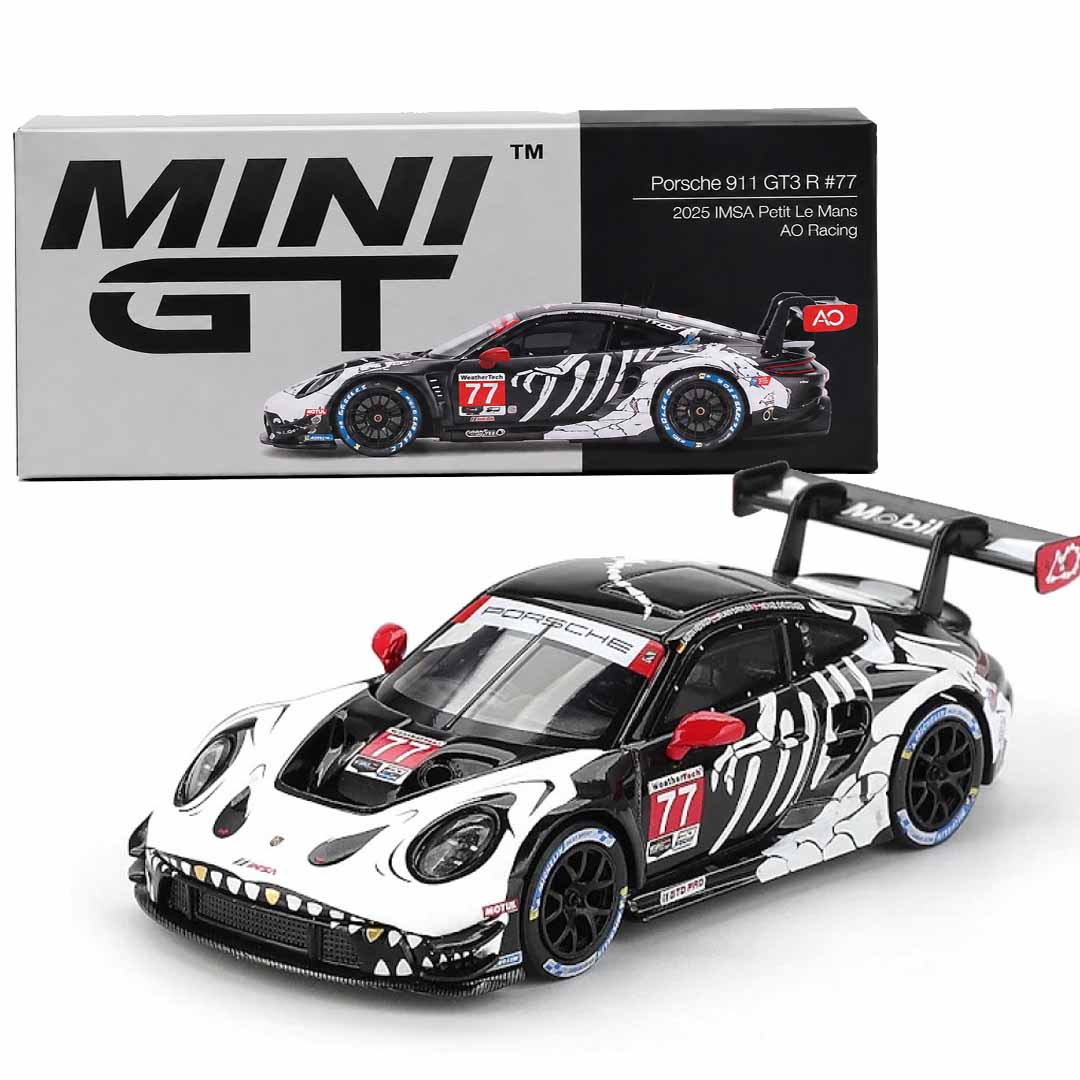 MINI GT 1:64 4-Car Die-Cast Model Set – Porsche 911 GT3 R Skeleton Rexy, Mazda AZ-1 LB40 PILOT, Lancia Stratos HF #4 & Honda Civic Type R HRC Pace Car